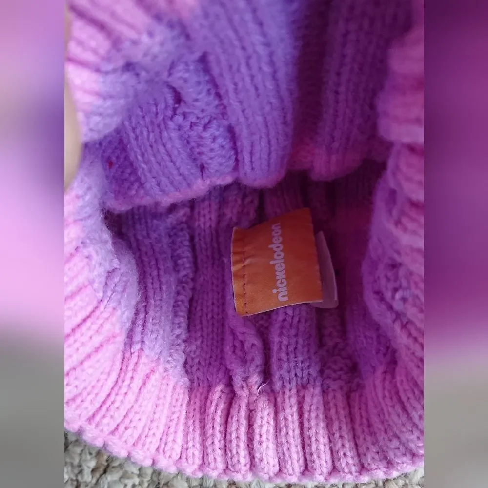 Nickelodeon Paw Patrol Toddler Knit Beanie Winter Hat in Pink & Purple Age 2-4